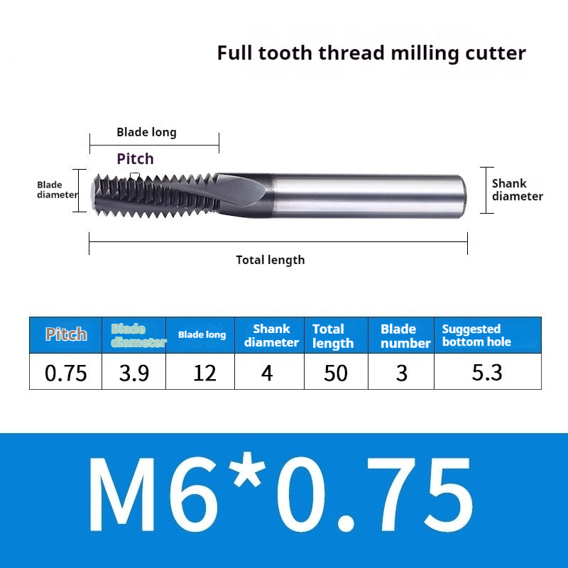 2034-65° three-tooth thread milling cutter, tungsten steel alloy end mill, tooth milling cutter, three-edged coating, M2M3M4M6 CNC cutter Shandong Denso Pricision Tools Co.,Ltd.